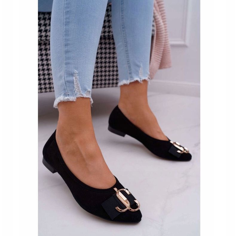 Nicole Schwarze Wildleder Ballerinas für Damen Portes 2