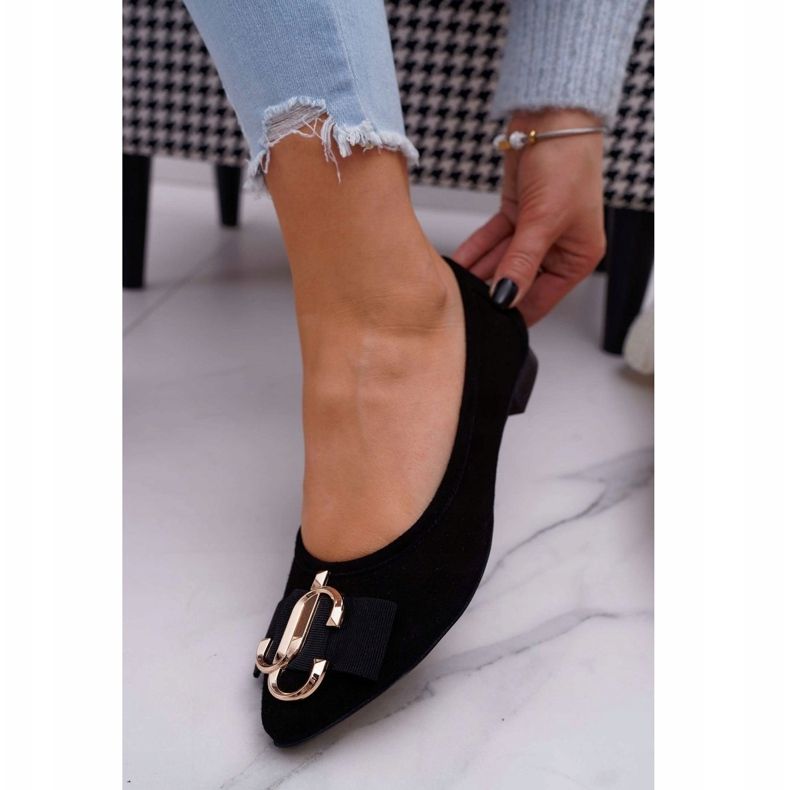 Nicole Schwarze Wildleder Ballerinas für Damen Portes 1