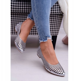 Damen Ballerinas Silber Leder Exquisite 1107/1 grau 2