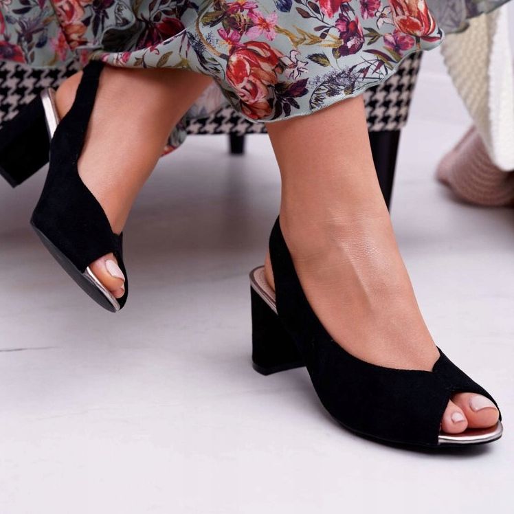 EVE Damen Sandalen mit Absatz Wildleder Schwarz Pollem 2