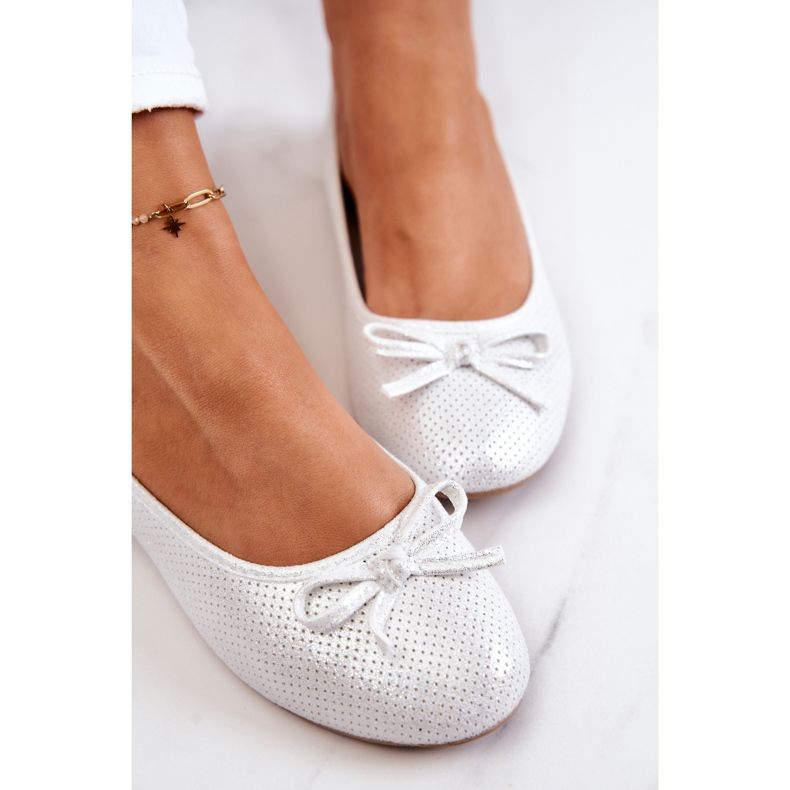 EVE Klassische Damen Ballerinas Profilierte Einlegesohle Silver Fimme grau 2