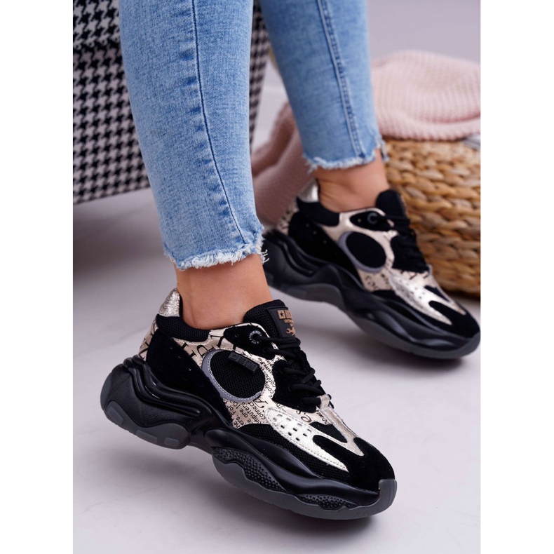 Damen Sportschuhe Big Star von Daniel Lopez Schwarz und Gold FF274A524 gelb 1