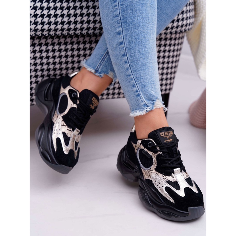 Damen Sportschuhe Big Star von Daniel Lopez Schwarz und Gold FF274A524 gelb 2