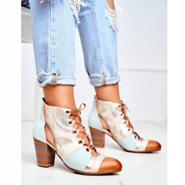 Damen Stiefel mit Absatz Leder Maciejka Frühling 03938-04 beige mehrfarbig grün 2