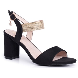 S.Barski Damen Sandalen mit Absatz Wildleder Schwarz Enjoy 6