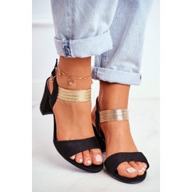 S.Barski Damen Sandalen mit Absatz Wildleder Schwarz Enjoy 5