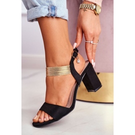 S.Barski Damen Sandalen mit Absatz Wildleder Schwarz Enjoy 3