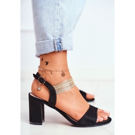 S.Barski Damen Sandalen mit Absatz Wildleder Schwarz Enjoy 4