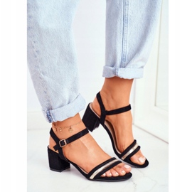 S.Barski Damensandalen Mit Glitzer Schwarz Wixi 1