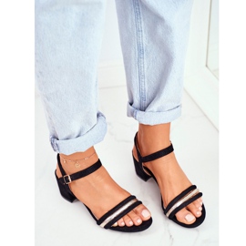 S.Barski Damensandalen Mit Glitzer Schwarz Wixi 2