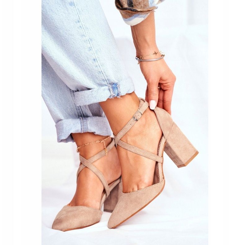 PS1 Damen Pumps mit Absatz in Spitz Beige Traffic 1