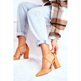 PS1 Pumps für Damen auf einem Absatz in Spitz Camel Traffic braun 2