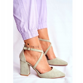 PS1 Damen Pumps auf einem Absatz mit Spitz Green Traffic mehrfarbig grün 2