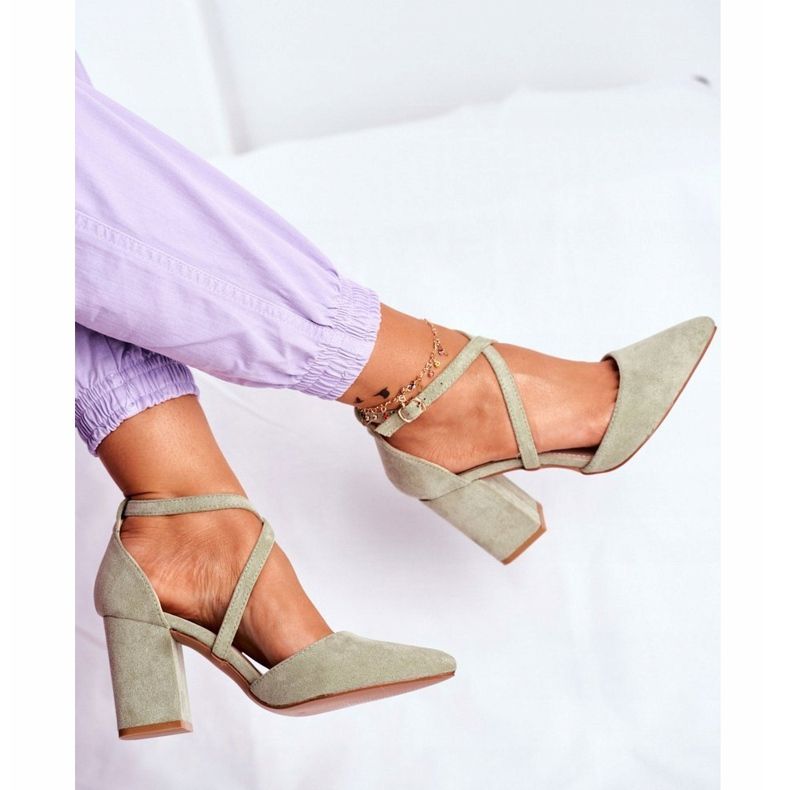 PS1 Damen Pumps auf einem Absatz mit Spitz Green Traffic mehrfarbig grün 1