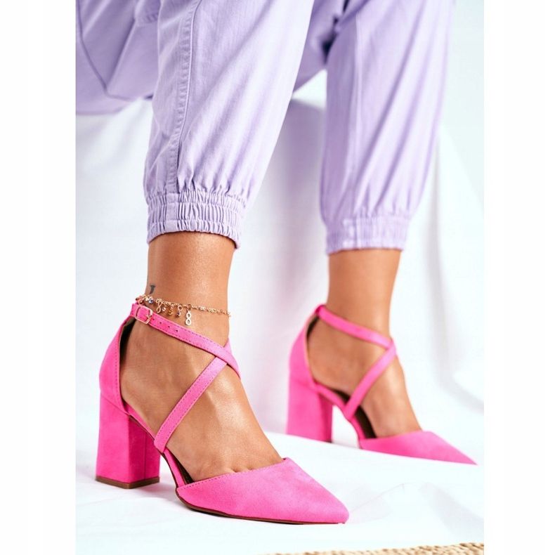 PS1 Pumps für Damen mit Absatz in Spitz Pink Neon Traffic rosa 1