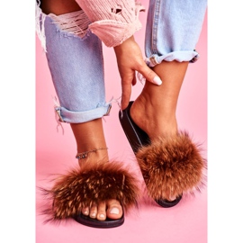 Damen Hausschuhe mit Naturfell Braun Naturis 2