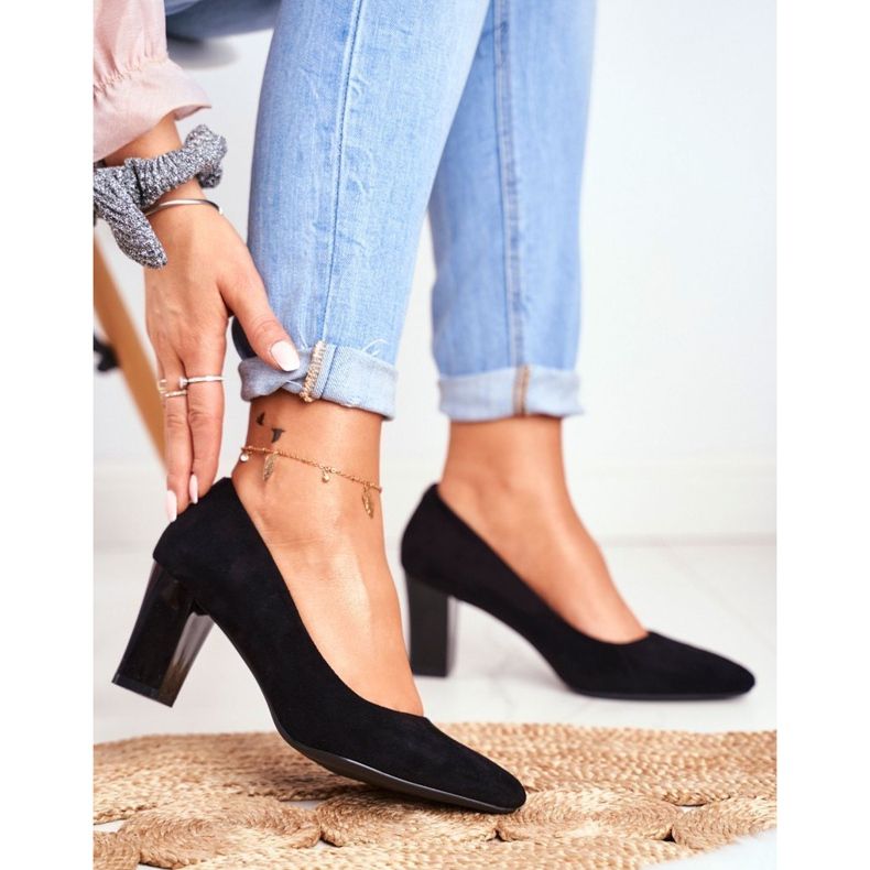 Damen Pumps Sergio Leone PB403 Wildleder Schwarz Herline 1