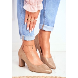 Damen Pumps Sergio Leone PB403 Schimmerndes Beige Herline 1