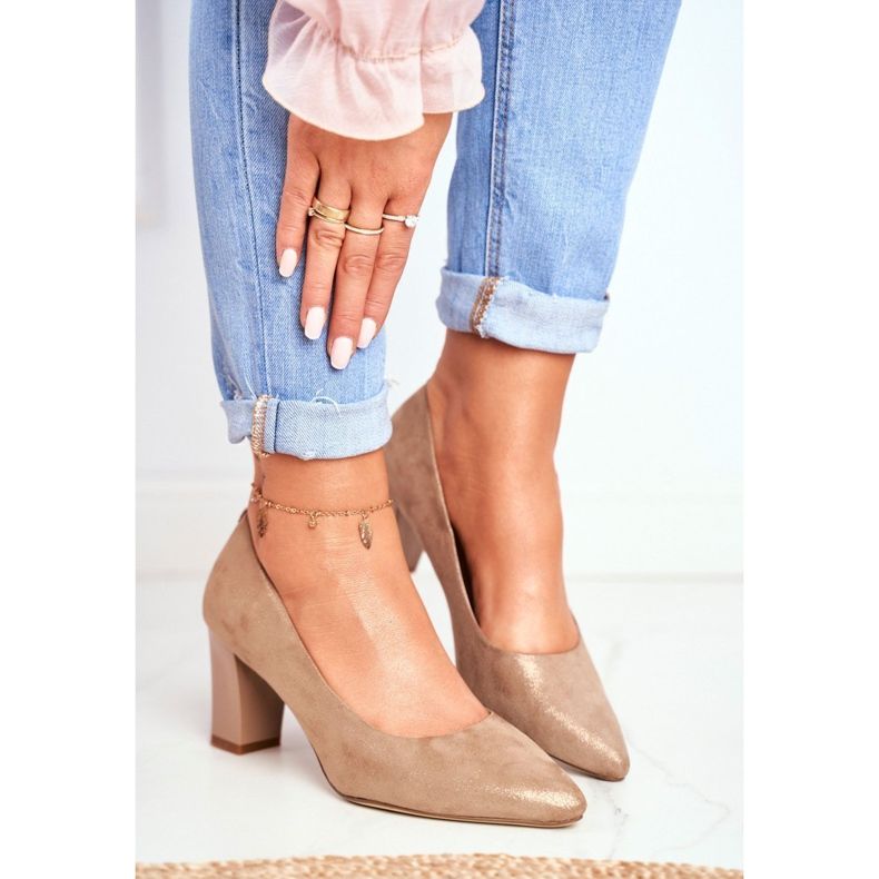 Damen Pumps Sergio Leone PB403 Schimmerndes Beige Herline 1