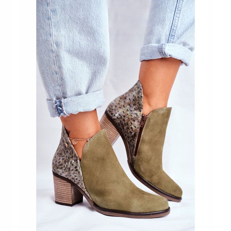 Damen Stiefel mit Absatz Maciejka Spring Leather Olive 04492-24 grün 2