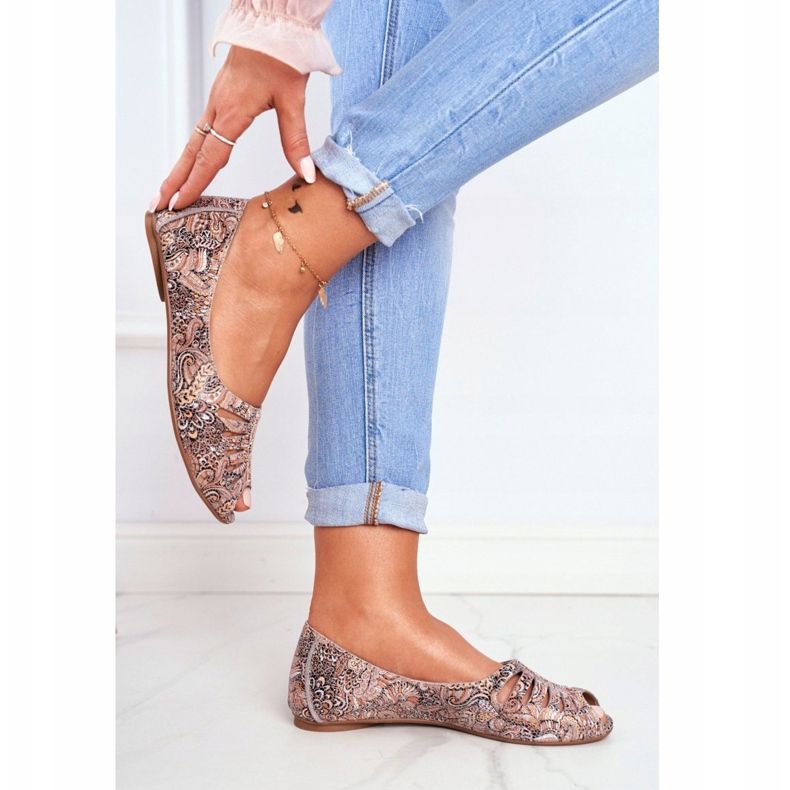 Damen Ballerinas Maciejka Leder Braun mit Mustern 03497-21 mehrfarbig 2