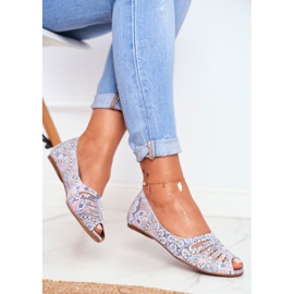 Damen Ballerinas Maciejka Leder Weiß und Blau mit Mustern 03497-13 mehrfarbig 2