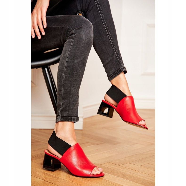 Damen Sandalen mit hohem Absatz Laura Messi Leder Rot Grehno 1919 1