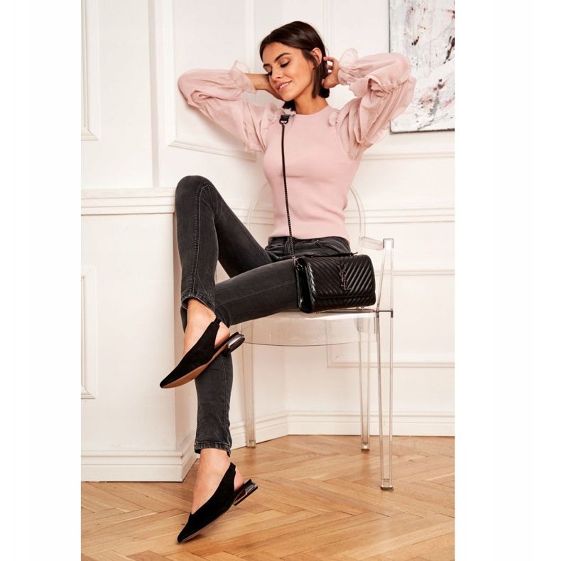 Damen Ballerinas Laura Messi Leder Schwarz 2127 1