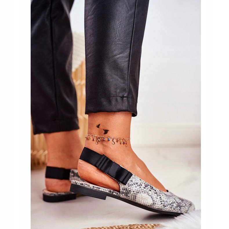 Damen Ballerinas Sergio Leone Grey Snake BL615 Lilon schwarz grau 2