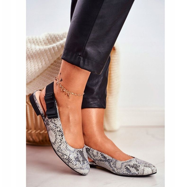 Damen Ballerinas Sergio Leone Grey Snake BL615 Lilon schwarz grau 1