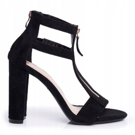 PS1 Damen Sandalen mit Absatz Wildleder Schwarz Folly 1