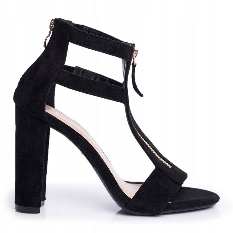 PS1 Damen Sandalen mit Absatz Wildleder Schwarz Folly 1