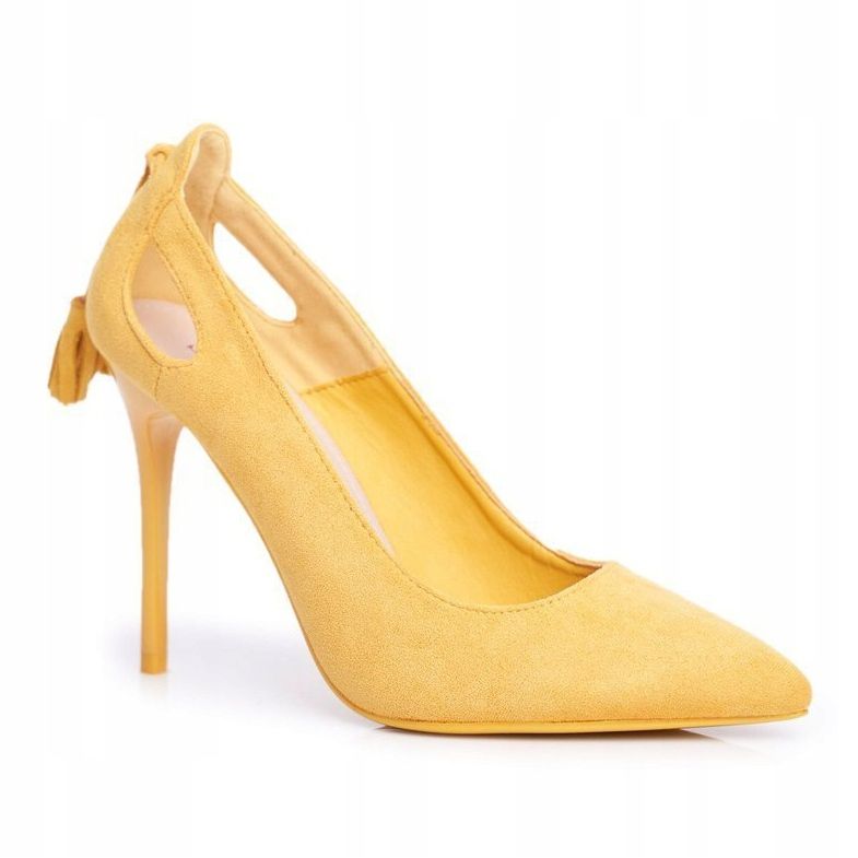 PS1 Damen Stilettos Wildleder mit Spitz Yellow Leven gelb 1