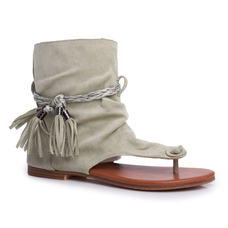 SEA Damen Sandalen Flip-Flops mit Schaft Grün SL1011 Madrit 1