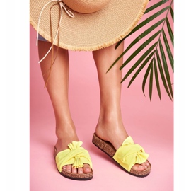 PS1 Damenhausschuhe auf Korkschleifen Neongelbe Schleife 1