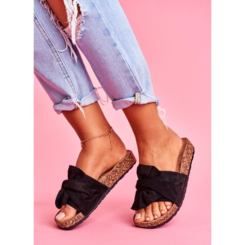 SEA Damenhausschuhe mit Korkschleifen Schwarz Felis 2