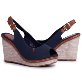 SEA Sandalen mit Keilabsatz für Damen Navy Blue Tommy marineblau 1