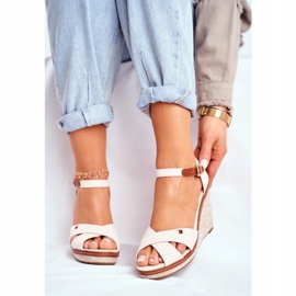 SEA Damen Sandalen mit Keilabsatz Beige LaMane 2