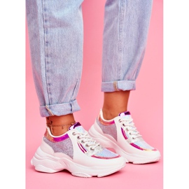 BUGO Damen Sportschuhe Glitzer Weiß Vebi 2