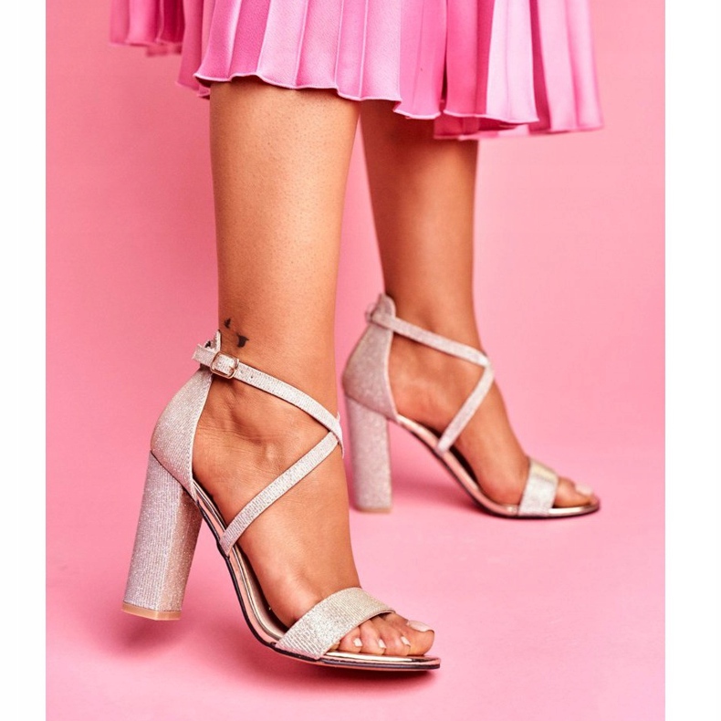 SEA Damensandalen mit Absatz Glitzer Golden Vivi 2