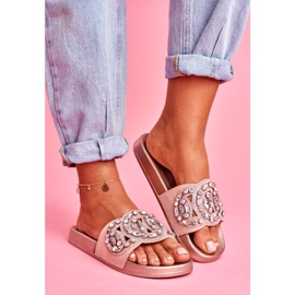 PS1 Damen Hausschuhe mit Kristallen Rosa Gold Audrey gelb 1