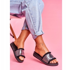 PS1 Black Valley Damen Hausschuhe mit Kristallen schwarz 1