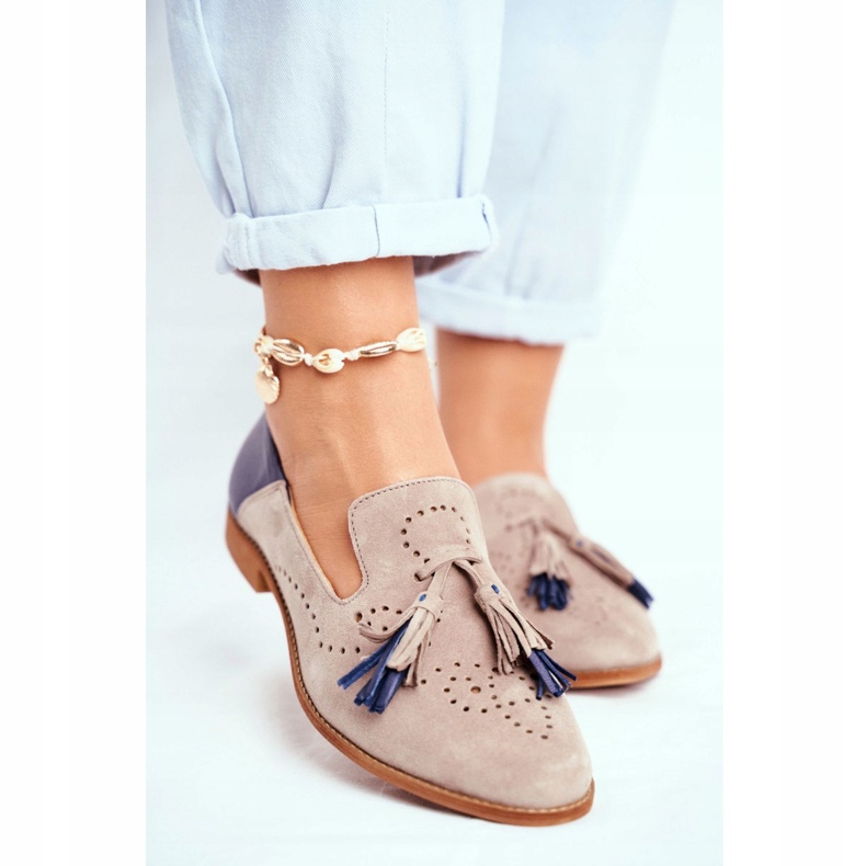 Damen Brogues Maciejka Leder Loafer Beige 04484-04 / 00-5 2