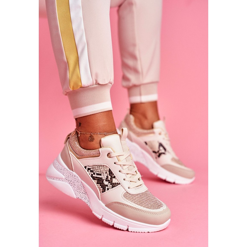 SEA Damen Sportschuhe Glitzer Beige Paloma 1