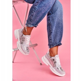 S.Barski Damen Sportschuhe Leder Silber Turnschuhe Palm Bay grau 1