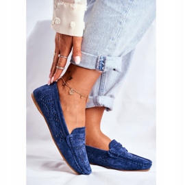 S.Barski Damen Slipper mit durchbrochenem Leder Navy Blue Salem marineblau 1