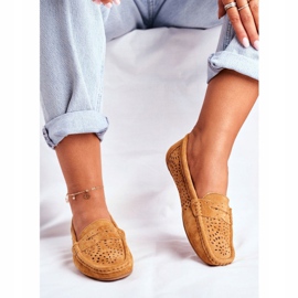 S.Barski Damen-Loafer mit durchbrochenem Leder Camel Salem braun 1