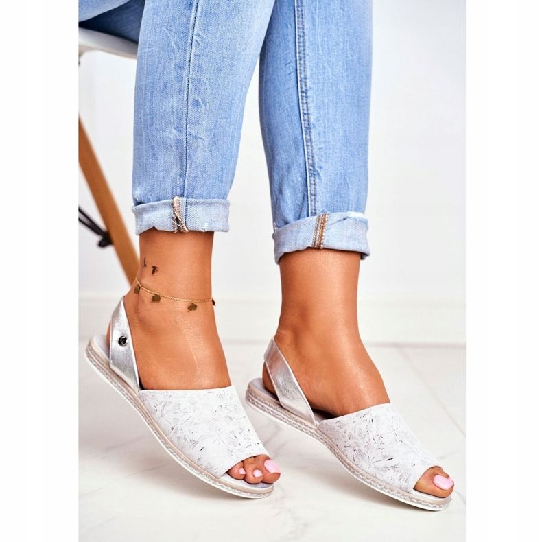 Damen Sandalen Flach Sergio Leone Silber SK030 grau 1