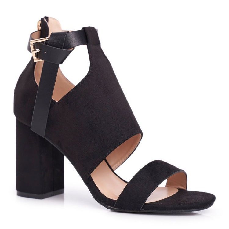 Vinceza Damensandalen auf einem hohen Absatz mit einem Schaft schwarze Handflächen 1