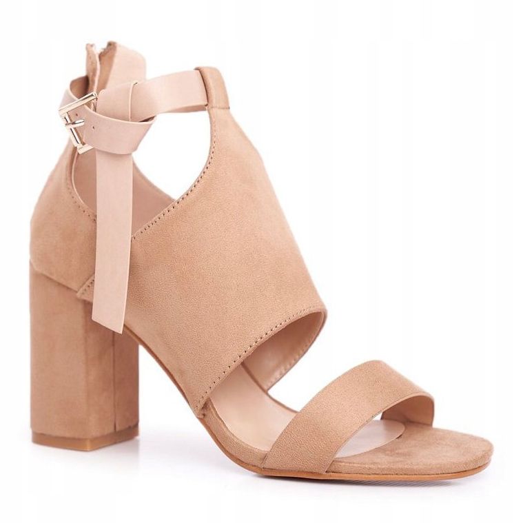 Vinceza Sandalen für Damen mit hohem Absatz beige Palmen 1